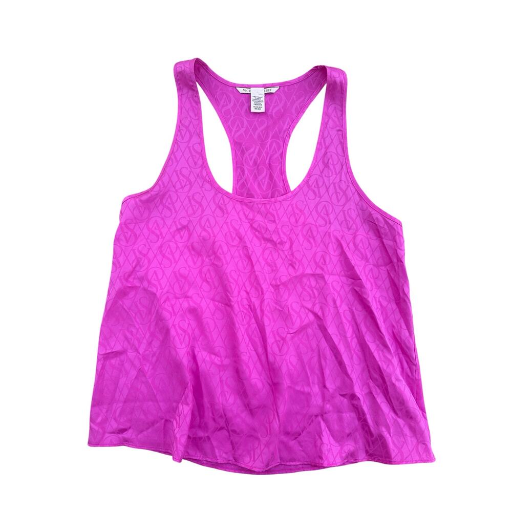 Victoria Secret XS pink satin tank top logo brand soft and sexy hot racerback
